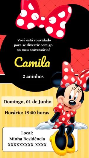 Convite Aniversário Minnie Vermelha para Editar Online