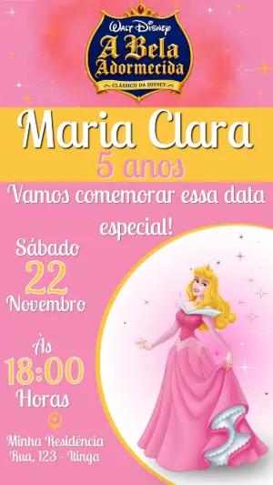 Convite Animado de Aniversário A Bela Adormecida para Editar