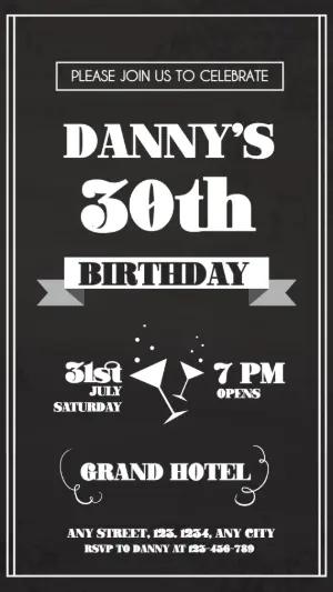 Elegant Chalkboard Birthday Invitation Editable Template