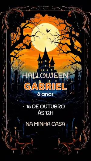 Convite Animado Aniversário Halloween Sombrio para Editar Online