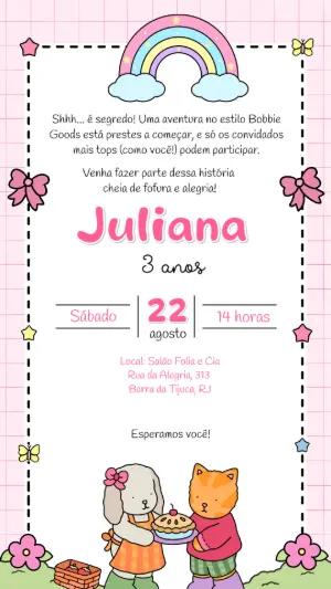 Convite de Aniversário Bobbie Goods Fofo para Editar Online
