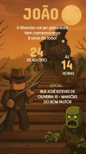 Convite Animado Aniversário Caçador de Zumbis para Editar