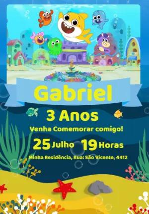 Convite de Aniversário Baby Shark para Editar Online