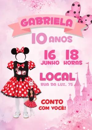 Vire a Minnie: Convite de Aniversário com Foto IA em Personagem 