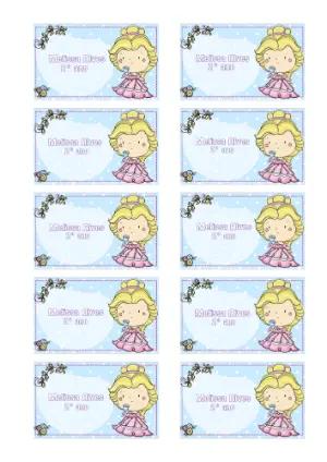 Etiqueta Escolar Digital Princesa Fofa para Editar