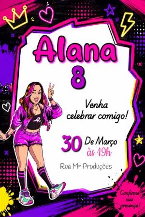 Convite de Aniversário EmillyVick Editável para Menina