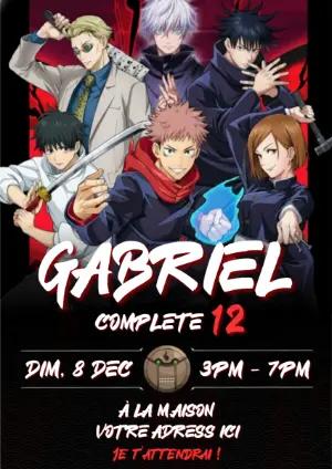 Invitation d'anniversaire Jujutsu Kaisen | Modèle numérique à modifier