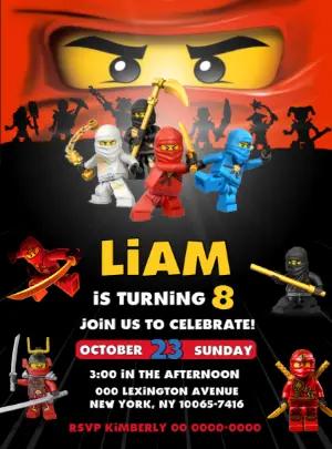 Ninjago Birthday Invitation with Ninjas to Edit Online
