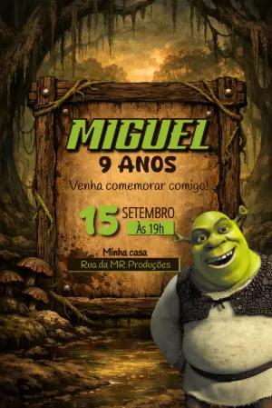 Convite Digital Aniversário Infantil Shrek Editável