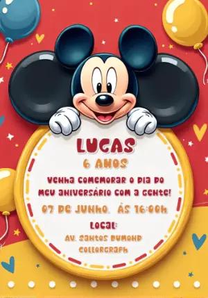 Convite de Aniversário Mickey Mouse para Editar Online