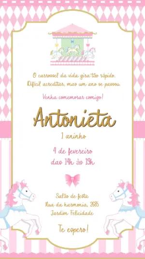 Convite de Aniversário Carrossel Encantado para Editar Online
