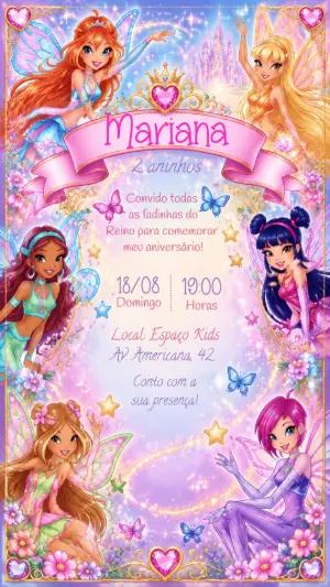 Convite de Aniversário Winx Club Editável Online