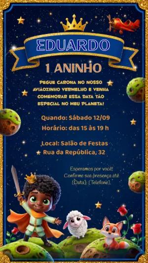 Convite de Aniversário Planeta e Universo Digital para Editar