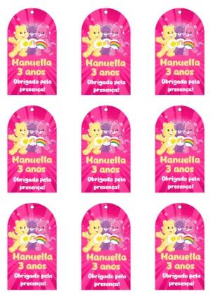 Tag Agradecimento Ursinhos Carinhosos Aniversário para Editar