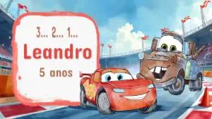 Adesivo Digital Carros Disney de Aniversário para Editar