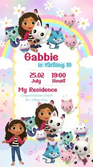Gabby's Dollhouse Birthday Invitation Editable Template