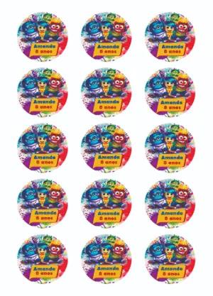 Adesivo Aniversário Divertida Mente com Personagens para Editar