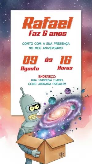 Convite Aniversário Futurama com Bender para Editar Online