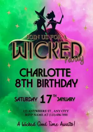 Wicked Musical Birthday Party Invitation | Editable Template