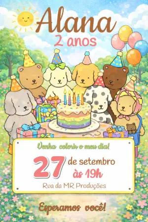 Convite de Aniversário Infantil Fofo Bobbie Goods