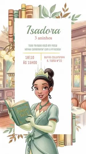 Convite de Aniversário Princesa Tiana para Editar Online