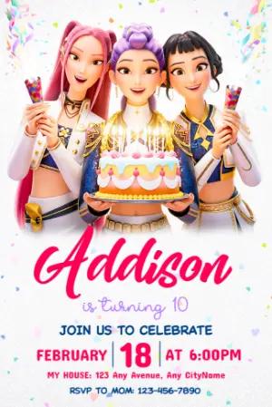 K-Pop Demon Hunters Birthday Invitation | Editable Digital Template