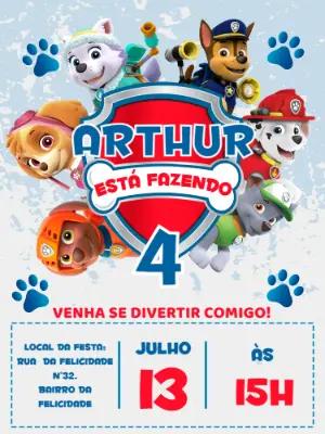 Convite Aniversário Patrulha Canina para Editar Online