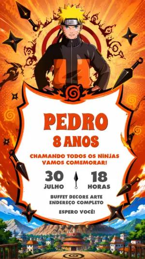 Convite Animado de Aniversário Naruto Ninja para Editar