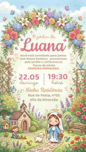 Convite Aniversário Jardim de Nossa Senhora Editável