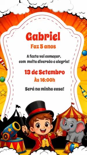 Convite Digital Aniversário Circo Menino para Editar