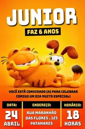 Convite de Aniversário Garfield e Odie Editável Online