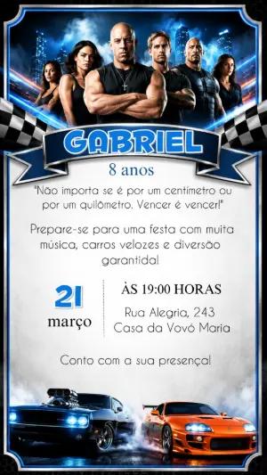 Convite de Aniversário Velozes e Furiosos para Editar