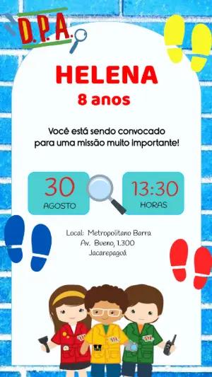 Convite de Aniversário D.P.A. Infantil para Editar e Enviar