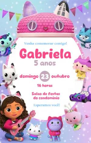 Convite Aniversário A Casa Mágica da Gabby para Editar Online