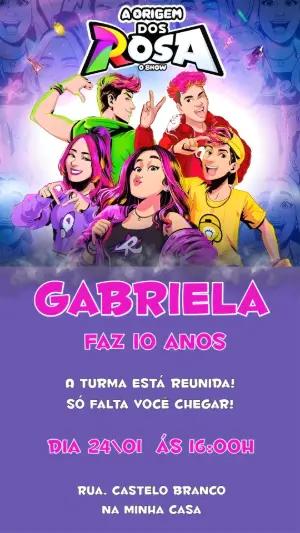 Convite de Aniversário A Origem dos Rosa Editável