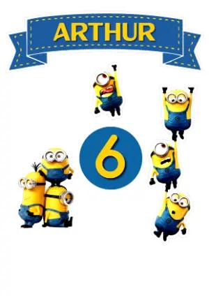 Topo de Bolo Minions para Aniversário Infantil Editável