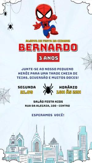 Convite Digital Aniversário Homem-Aranha Infantil Editável