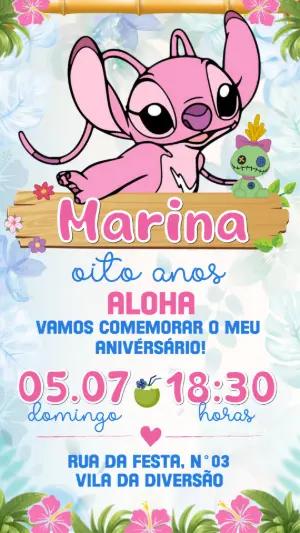 Convite de Aniversário Angel Tropical Rosa para Editar
