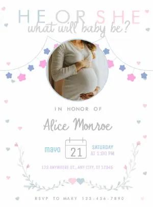 Cute Baby Shoes Gender Reveal Invitation | Editable Template