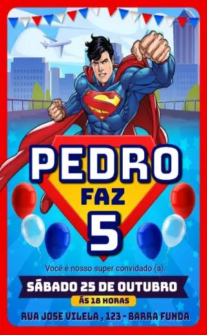 Convite de Aniversário Super Homem para Editar Online