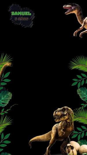 Moldura de Aniversário Dinossauro para Stories para Editar
