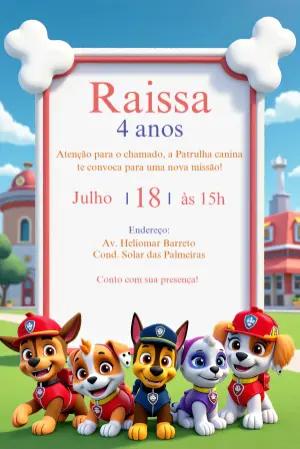 Convite de Aniversário Patrulha Canina para Editar Online
