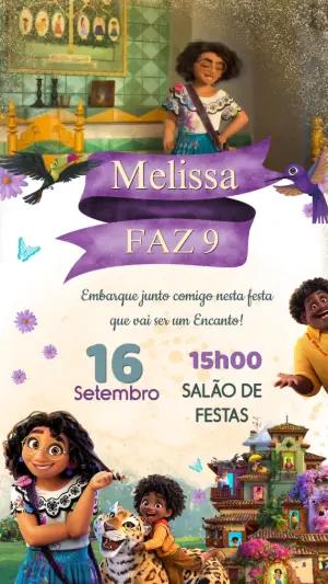 Convite Animado Encanto para Aniversário Infantil Editável
