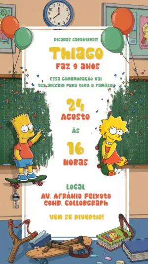Convite de Aniversário Os Simpsons para Editar Online