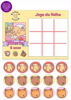Jogo da Velha Bobbie Goods Editável para Aniversário