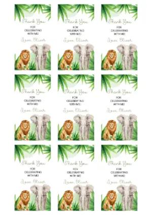 Editable Jungle Animals Thank You Tag Template