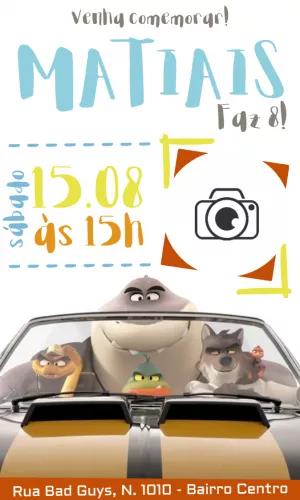 Convite Aniversário Os Caras Malvados com Foto para Editar