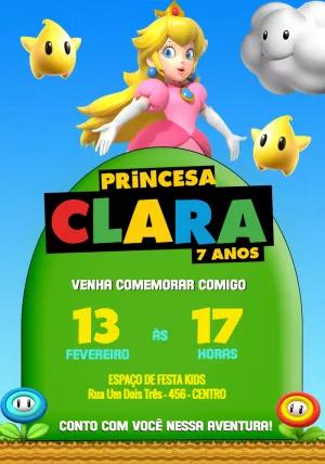 Convite Aniversário Princesa Peach para Editar Online