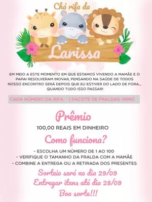 Convite Chá Rifa Safari Menina com Animais para Editar Online