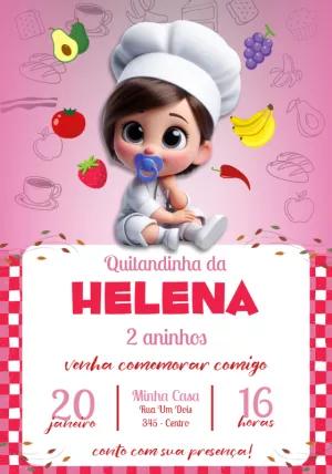Convite de Aniversário Quitandinha Menina para Editar